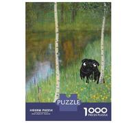 Jigsaw Puzzles for Adults 1000 Pug in A Birch Forest Gustav Klimt Puzzles for Adults DIY Toys Pattern Assembly Gifts for Friends And Family 38x26cm/1000pcs