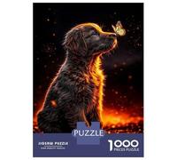 Jigsaw Puzzles for Adults 1000 Puppy And Butterfly in Fiery Glow Puzzles for Adults DIY Toys Pattern Assembly Gifts for Friends And Family 70x50cm/1000pcs