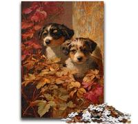 Jigsaw Puzzles for Adults 1000 Puppy in The Fallen Leaves Suitable for Ages 14 And Up Family Games Deal As Gifts for The Whole Family 50x75cm