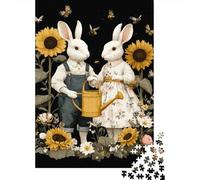 Jigsaw Puzzles for Adults 1000 Rabbit Gardeners Watering Can Adult Jigsaw Brain Teaser Game Analysis And Logic Challenging To Complete 70x50cm/1000pcs