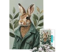 Jigsaw Puzzles for Adults 1000 Rabbit in Green Jacket Toy Intellectual Game Educational Games But Fun And Humorous Gifts For Birthdays (Size 75x50cm)