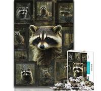 Jigsaw Puzzles for Adults 1000 Raccoon Collage Puzzles for Teenagers,is Ideal As Gifts for The Whole Family for Age 14+ (size 75x50cm)