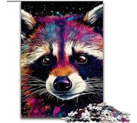 Jigsaw Puzzles for Adults 1000 Raccoon Colorful Made of Wood, for Teenagers Age Group 14+, Home Decor 50x75cm DIY Art Decor