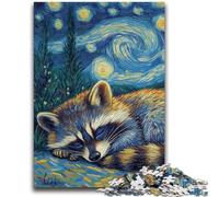 Jigsaw Puzzles for Adults 1000 Raccoon Starry Sky for Age 14+ Educational Games For Adults And Teenagers Artwork Gift 50x75cm