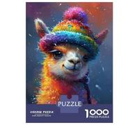Jigsaw Puzzles for Adults 1000 Rainbow Llama Wall Art Print Jigsaw for Adults Relaxing Games Pattern Assembly Gifts for Friends And Family 52x38cm/1000pcs
