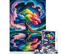 Jigsaw Puzzles for Adults 1000 Rainbow Tree Reflection in Water Home Decoration Toys Secret Santa Gifts Brain Teaser Game Every Piece Is Unique - Size 38x52cm