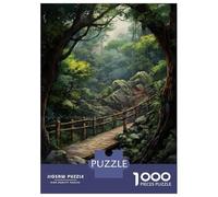 Jigsaw Puzzles for Adults 1000 Rainforest Wooden Bridge Scene Adult Jigsaw Brain Teaser Game Analysis And Logic Challenging To Complete 52x38cm/1000pcs