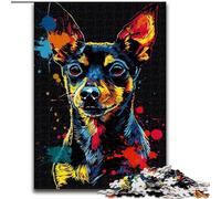 Jigsaw Puzzles for Adults 1000 Rat Terrier Dog Art Made of Wood, for Teenagers Age Group 14+, Home Decor 50x75cm DIY Art Decor