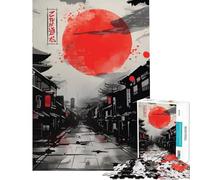 Jigsaw Puzzles for Adults 1000 Red Black Asian Relaxing Games Brain Intelligence Challenge Addictive Toys Great Gifts Family Activities (Size 50x75cm)
