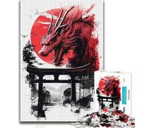 Jigsaw Puzzles for Adults 1000 Red Dragon over Torii Gate Family Fun & Game Night Precision Cutting Educational Toy (size 50x75cm)