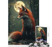 Jigsaw Puzzles for Adults 1000 Red Fox Under Moonlight Educational Toy Art Work Gift Educational Game Artists' Collection, Fine Arts Size 38x26cm