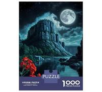 Jigsaw Puzzles for Adults 1000 Red Rose Night Atmosphere Jigsaw for Adults Relaxing Games Pattern Assembly Gifts for Friends And Family 38x26cm/1000pcs