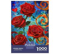 Jigsaw Puzzles for Adults 1000 Red Rose Wall Art Print Jigsaw for Adults Relaxing Games Presents for Women Challenging To Complete 52x38cm/1000pcs