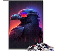 Jigsaw Puzzles for Adults 1000 Retrowave Crow Made of Wood, for Teenagers Age Group 14+, Home Decor 50x75cm DIY Art Decor