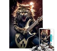 Jigsaw Puzzles for Adults 1000 Rock on Cat Fun Activities at Home A Work of Art Relaxing Games Suitable for People Aged 14 And Above (50x75cm)