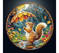 Jigsaw Puzzles for Adults 1000, Romantic Squirrel 1000 Piece Jigsaw Puzzle, 67.5 x 67.5cm Blue Card Round Flat Puzzle, Colorful Puzzles for Home Decor, Christmas & Birthday Gifts for Family Friends