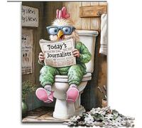 Jigsaw Puzzles for Adults 1000 Rooster Go Toilet Made of Wood, Perfect for Family Fun on Birthdays, Christmas 50x75cm for Home Decor, Brain Training