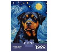 Jigsaw Puzzles for Adults 1000 Rottweiler Starry Night Jigsaw for Adults Relaxing Games Presents for Women Challenging To Complete 38x26cm/1000pcs
