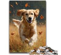 Jigsaw Puzzles for Adults 1000 Running Golden Retriever Adult Jigsaw,Fun Games Every Piece Is Unique - Challenging Family Fun Game (38x26cm)