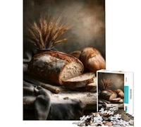 Jigsaw Puzzles for Adults 1000 Rustic Bread Still Life Jigsaws for Adults Fun Games Staycation Kill Time Birthday Present, Gifts, (Size 75x50cm)