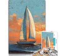 Jigsaw Puzzles for Adults 1000 Sailboat Oil Painting Teenager Puzzles,family Fun Games Is Ideal As A Gift for The Whole Family (size 38x26cm)