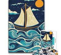 Jigsaw Puzzles for Adults 1000 Sailboat on The Waves Toy Intellectual Game Stress Reliever Secret Santa Gifts (size 38x26cm)