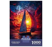 Jigsaw Puzzles for Adults 1000 Sailboat Sunset Jigsaws for Adults Relaxing Games Stress Reliever Challenging To Complete 52x38cm/1000pcs