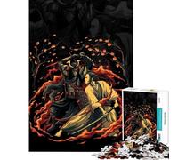 Jigsaw Puzzles for Adults 1000 Samurai Duel in Fiery Landscape Fun at Home Activities, Home Art Decor Practical Game for And from 14 Years And over (50x75cm)