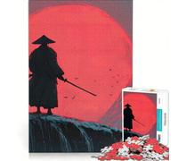 Jigsaw Puzzles for Adults 1000 Samurai on Cliff with Red Sun, Family Game, Improve Memory, Deal As Gifts for The Whole Family 50x75cm