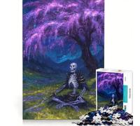Jigsaw Puzzles for Adults 1000 Samurai Skeleton Under Cherry Blossom Tree, Family Game, Improve Memory, Deal As Gifts for The Whole Family 50x75cm