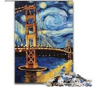 Jigsaw Puzzles for Adults 1000 San Francisco Bridge at Night, Stress Reliever Difficult Challenge Secret Santa Gifts for Age 14 Years Up (Size 26x38cm)