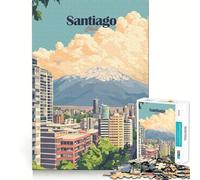 Jigsaw Puzzles for Adults 1000 Santiago, Chile Cityscape Premium Edge Art Cognitive Skill Toy Casual Play Game Birthday Fun Play (50x75cm)