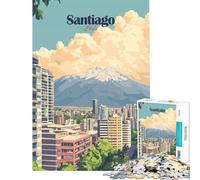 Jigsaw Puzzles for Adults 1000 Santiago, Chile Cityscape Relaxing Games Brain Intelligence Challenge Addictive Toys Great Gifts Family Activities (Size 38x26cm)
