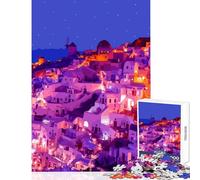 Jigsaw Puzzles for Adults 1000 Santorini Greece Sunset Puzzle For Teenagers Stress Reliever Every Piece Is Unique - for Is Ideal As A Gifts (38x52cm)
