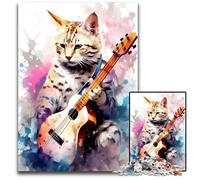 Jigsaw Puzzles for Adults 1000 Savannah Cat Playing Guita Puzzles for Adults Educational Activity for Cognitive Skills Cognitive Skill Improvement 1000 PCS(38x26cm)