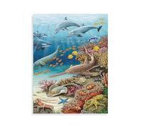 Jigsaw Puzzles for Adults 1000，Sea creatures on the coral reef，1000 Piece Jigsaw Puzzle with Letters on Back ，Challenging Puzzles for Adults as Home Decor（50x70cm）-AM98
