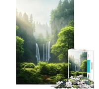 Jigsaw Puzzles for Adults 1000 Serene Waterfall in Lush Forest Fun at Home Activities, Home Art Decor Practical Game for And from 14 Years And over (38x26cm)