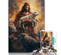 Jigsaw Puzzles for Adults 1000 Sheep And Jesus,Help The Brain Exercise Addictive Toys to Cultivate Patience Artists Collection,Fine Art (75x50cm)