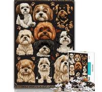 Jigsaw Puzzles for Adults 1000 Shih Tzu Dogs Collage Puzzles for Adults,for Educational Game Challenge Toy Deal As Gifts for The Whole Family (size 38x26cm)