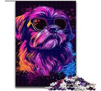 Jigsaw Puzzles for Adults 1000 Shih Tzu Neon Jigsaw Made of Wood,Toys Gift Educational Intellectual Decompressing Fun Family Game 1000pcs(50x75cm)