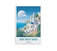 Jigsaw Puzzles for Adults 1000，Sidi Bou Said Tunisia Posters Puzzles for adults, stimulating puzzles, puzzle game for the whole family for women 38x26cm