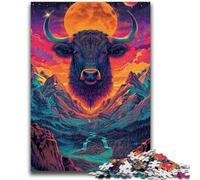 Jigsaw Puzzles for Adults 1000 Sigpsychedelic Cow in The Mountains Family Game Stress Reliever Difficult Challenge Secret Santa Gifts 26x38cm