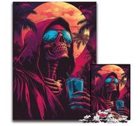 Jigsaw Puzzles for Adults 1000 Skeleton Synthwave Difficult Puzzles for Adults for Teenagers Couples And Friends for Birthdays Christmas 1000 PCS(38x26cm)