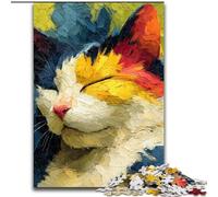 Jigsaw Puzzles for Adults 1000 Sleeping Cat, Challenging Difficult with Fully Interlocking Randomly Shaped Pieces (Size 50x75cm)