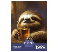 Jigsaw Puzzles for Adults 1000 Sloth Drinking Bourbon Whiskey Jigsaw for Adults Relaxing Games Pattern Assembly Gifts for Friends And Family 52x38cm/1000pcs