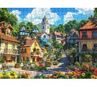 Jigsaw Puzzles for Adults 1000 small town flower, Challenging Difficult Puzzle Wooden, 1000 Piece Jigsaw Puzzles for Adults Educational Game Decompression,Large Size Wall Art 29.5 x 19.7 inches w0-888