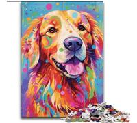 Jigsaw Puzzles for Adults 1000 Smiling Golden Retriever Dog Made of Wood, for Teenagers Age Group 14+, Home Decor 50x75cm DIY Art Decor