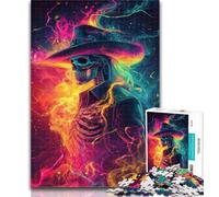 Jigsaw Puzzles for Adults 1000 Smoky Skull Adult Jigsaw,Fun Games Every Piece Is Unique - Challenging Family Fun Game 26x38cm