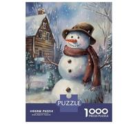 Jigsaw Puzzles for Adults 1000 Snowman Winter Scene Adult Jigsaw Brain Teaser Game Analysis And Logic Challenging To Complete 70x50cm/1000pcs