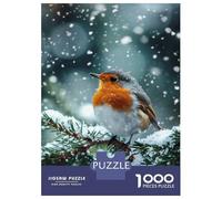 Jigsaw Puzzles for Adults 1000 Snowy Robin Perch-4 Puzzle for Adults Relaxing Games But Fun And Humorous Challenging To Complete 38x26cm/1000pcs